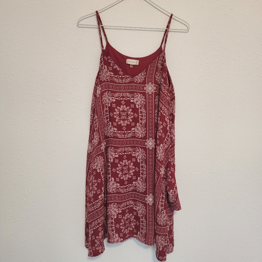 Altar'd State Elegant Red Paisley Dress With Pockets